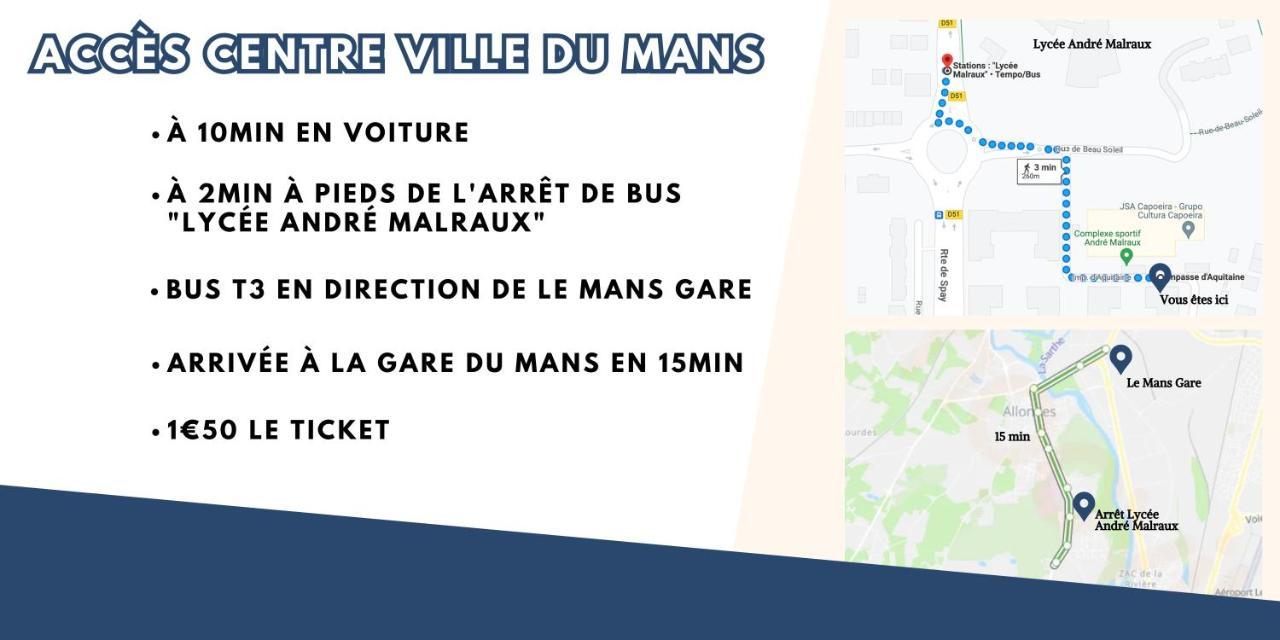 Appartement T3 Proche Circuit Du Mans Allonnes  Экстерьер фото